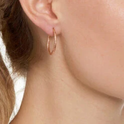 Alternative view of Roma Small Diamond Cut Hoop Earrings - Gold