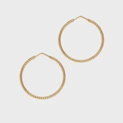 Roma Small Diamond Cut Hoop Earrings - Gold