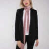 Nooki Tuxedo Skinny Velvet Scarf - Pink -Lulu&M TUXEDOSKINNYVELVETSCARFWITHBEADEDFRINGE PINK 960x crop center jpg