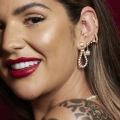 Scream Pretty Hannah Martin Tennis & Pearl Teardrop Stud Earrings - Gold Plated 11 Scream Pretty Hannah Martin Tennis & Pearl Teardrop Stud Earrings - Gold Plated -Lulu&M TennisChainTeardropEarringsbyScreamPretty 2 jpg