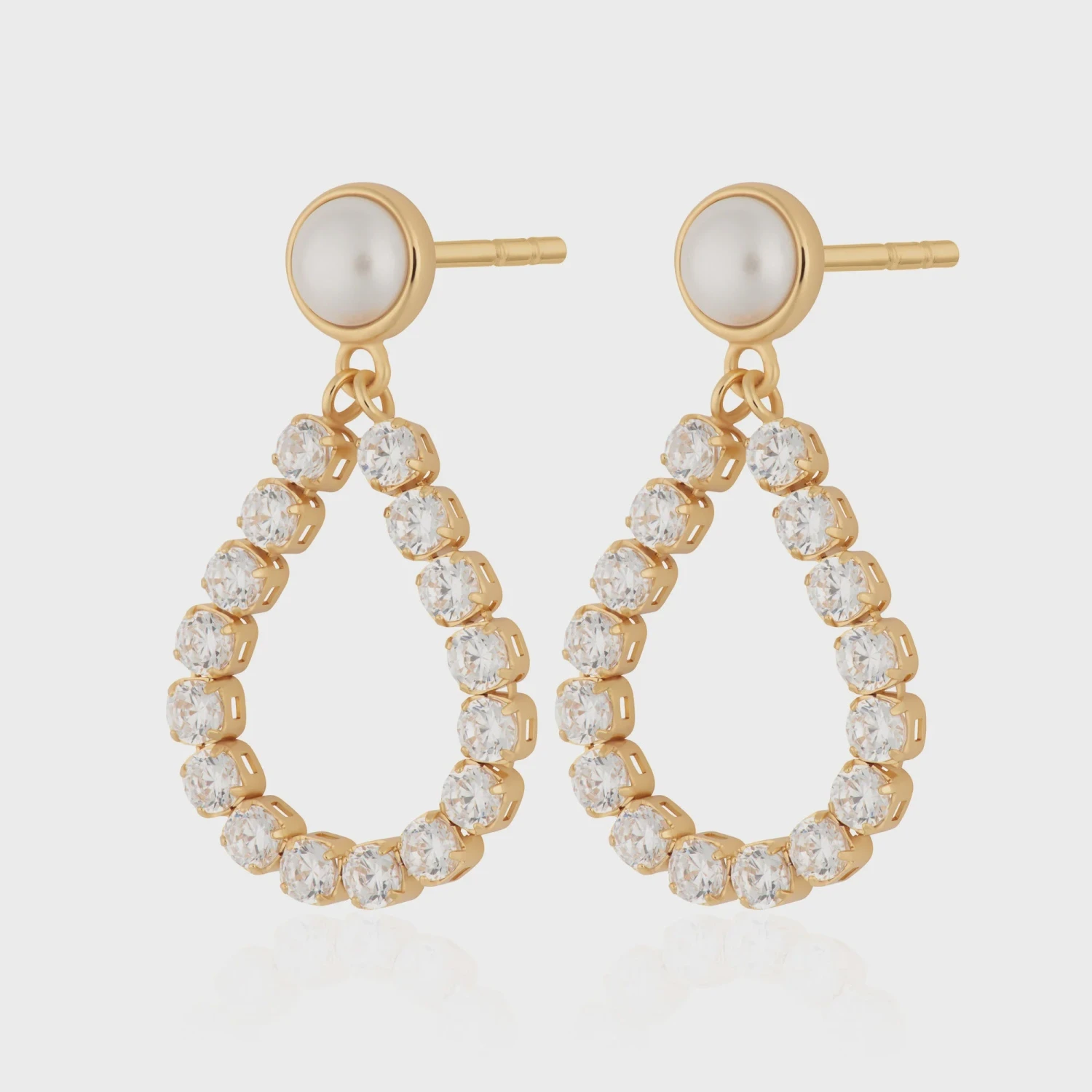 Scream Pretty Hannah Martin Tennis & Pearl Teardrop Stud Earrings - Gold Plated 4 Scream Pretty Hannah Martin Tennis & Pearl Teardrop Stud Earrings - Gold Plated - Image 2