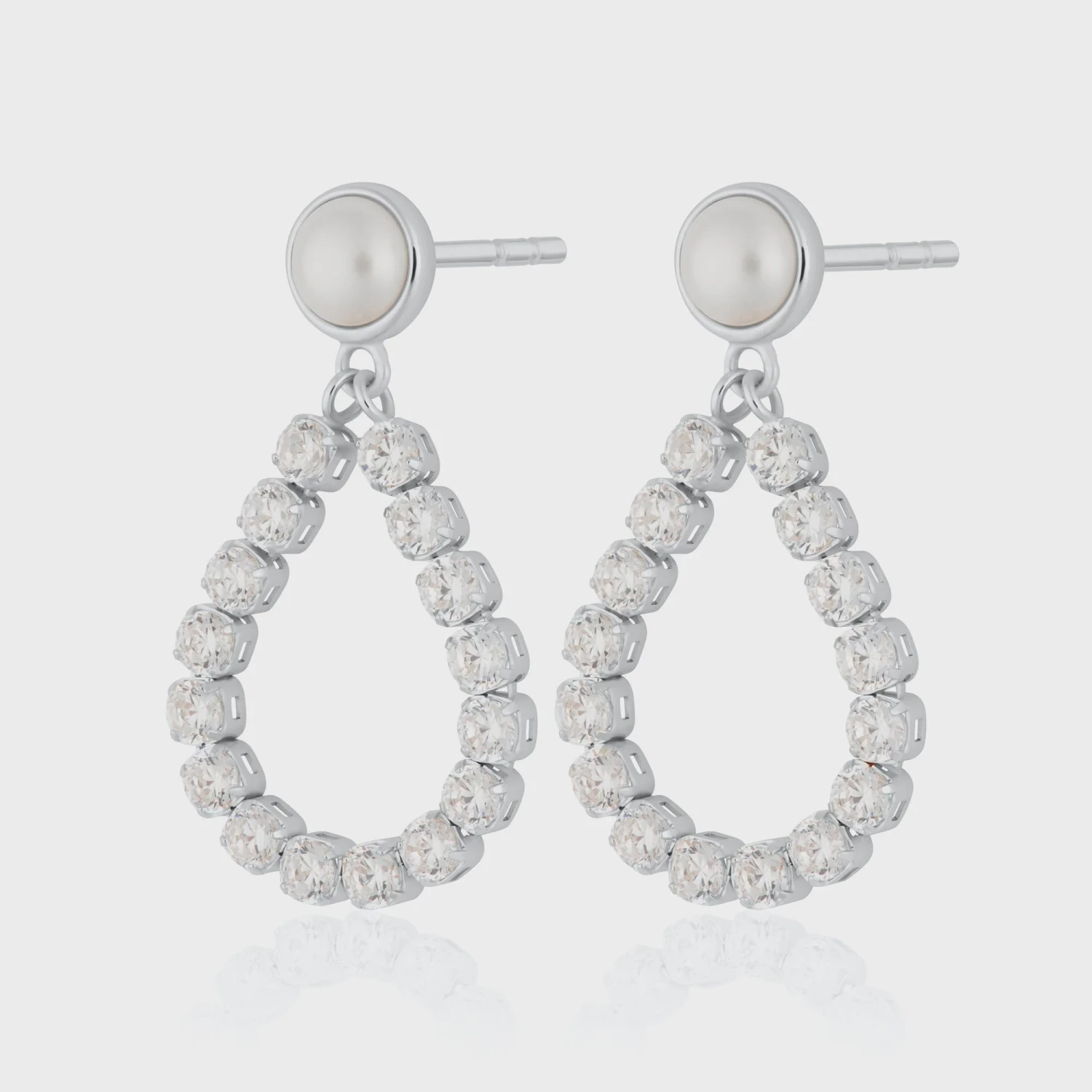 Scream Pretty Hannah Martin Tennis & Pearl Teardrop Stud Earrings - Sterling Silver 4 Scream Pretty Hannah Martin Tennis & Pearl Teardrop Stud Earrings - Sterling Silver - Image 2