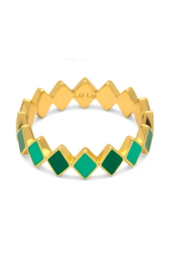 LULU Copenhagen Confetti Ring - Gold Plated/Green