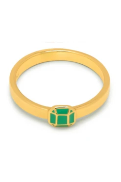 LULU Copenhagen Diamond Small Ring - Gold /Light Green