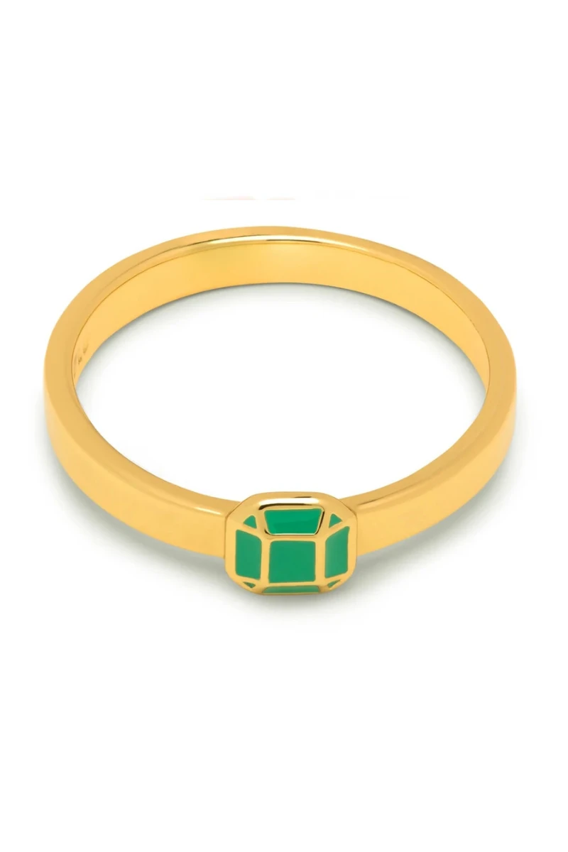 LULU Copenhagen Diamond Small Ring - Gold /Light Green 3 LULU Copenhagen Diamond Small Ring - Gold /Light Green