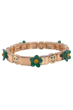 Coco & Jane Loves Crazy Daisy Smiley Bracelet - Green