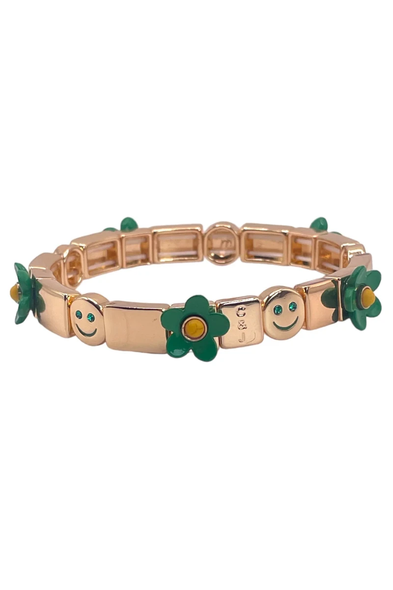 Coco & Jane Loves Crazy Daisy Smiley Bracelet - Green 3 Coco & Jane Loves Crazy Daisy Smiley Bracelet - Green