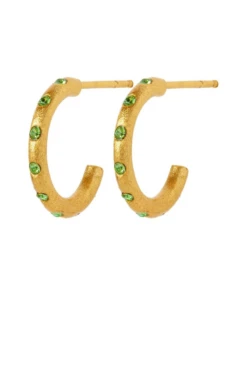 LULU Copenhagen OMG Hoops Pair Earrings Crystal Green - Gold Plated
