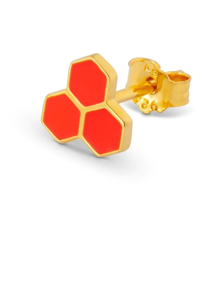 LULU Copenhagen Large Honey Red Earring - Gold Plated 3 LULU Copenhagen Large Honey Red Earring - Gold Plated