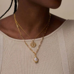 Alternative view of Orelia Organic Molten Pearl Pendant Necklace