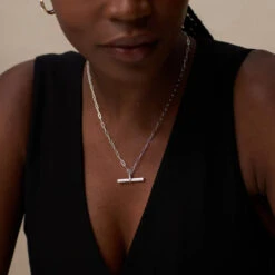Alternative view of Orelia Chunky T-Bar Necklace Silver