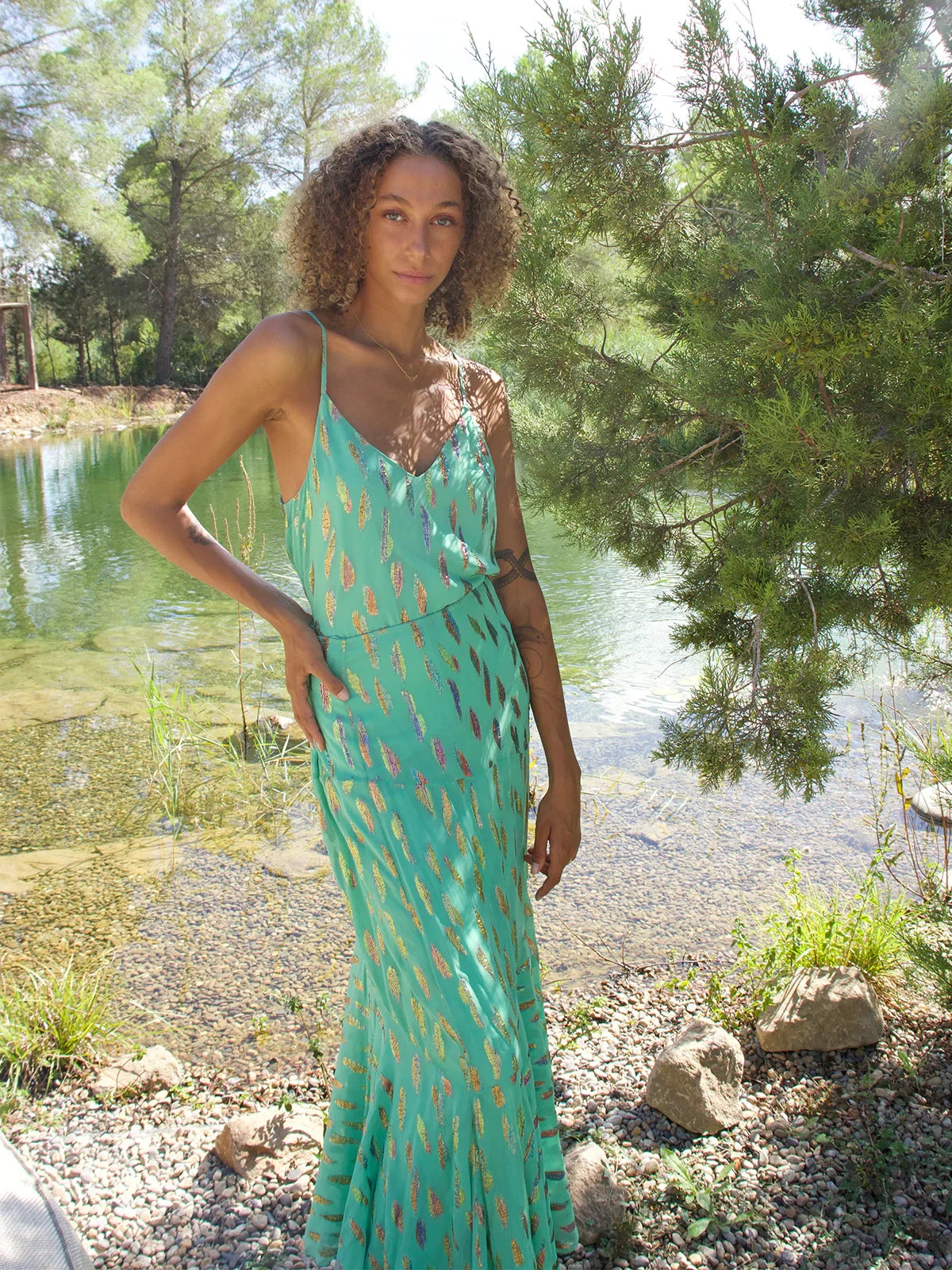 Stardust Flora Skirt - Jade Metallic Sunset 8 Stardust Flora Skirt - Jade Metallic Sunset - Image 6