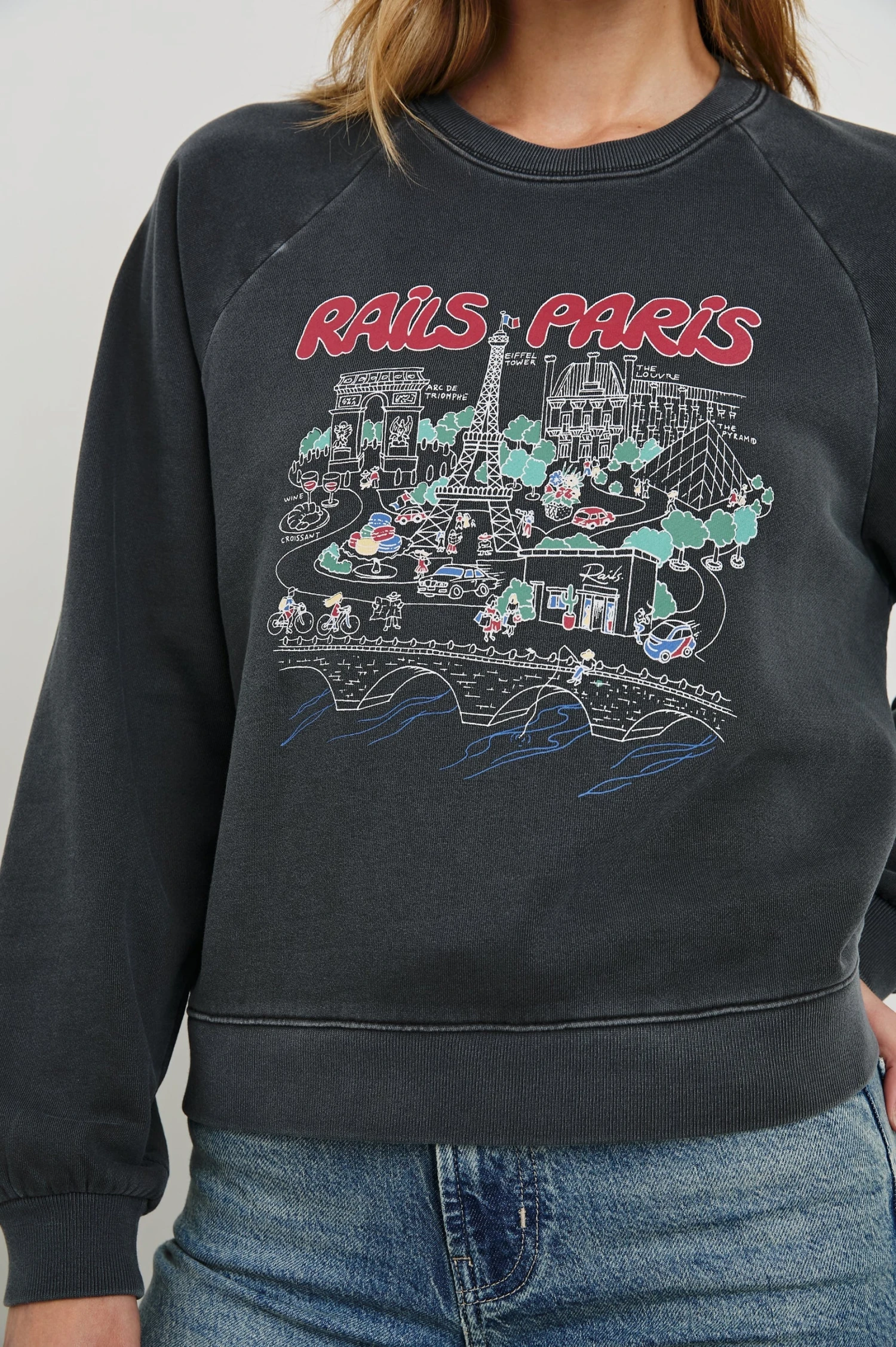 Rails Paris Map Vintage Raglan Sweatshirt 4 Rails Paris Map Vintage Raglan Sweatshirt - Image 2