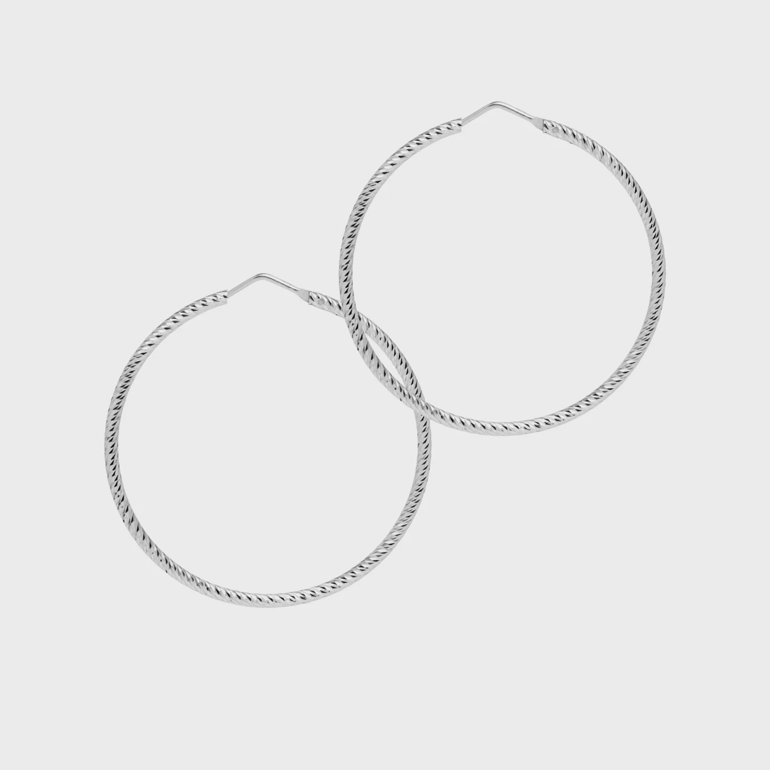 Roma Medium Diamond Cut Hoop Earrings - Silver 3 Roma Medium Diamond Cut Hoop Earrings - Silver