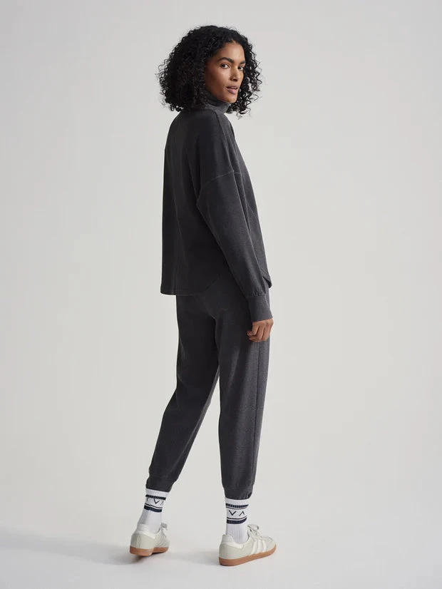 Varley Brushed Slim Cuff Pant - Black Marl 6 Varley Brushed Slim Cuff Pant - Black Marl - Image 4