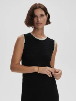 Varley Dwight Tank Knit Dress - Black/White -Lulu&M ea6640734ae08f8fa1e6df9ddffd97ca6421d817 VAR02043 DWIGHT TANK KNIT MIDI DRESS BLACK WHITE jpg
