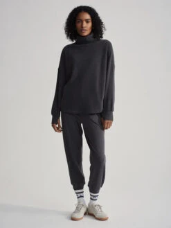 Varley Brushed Slim Cuff Pant - Black Marl 12 Varley Brushed Slim Cuff Pant - Black Marl -Lulu&M f1d412b6c104e4ef9c9b9f34fb3f871b1d5dbefd VAR01741 RAINER ROLL NECK JUMPER BLACK MARL 001 jpg