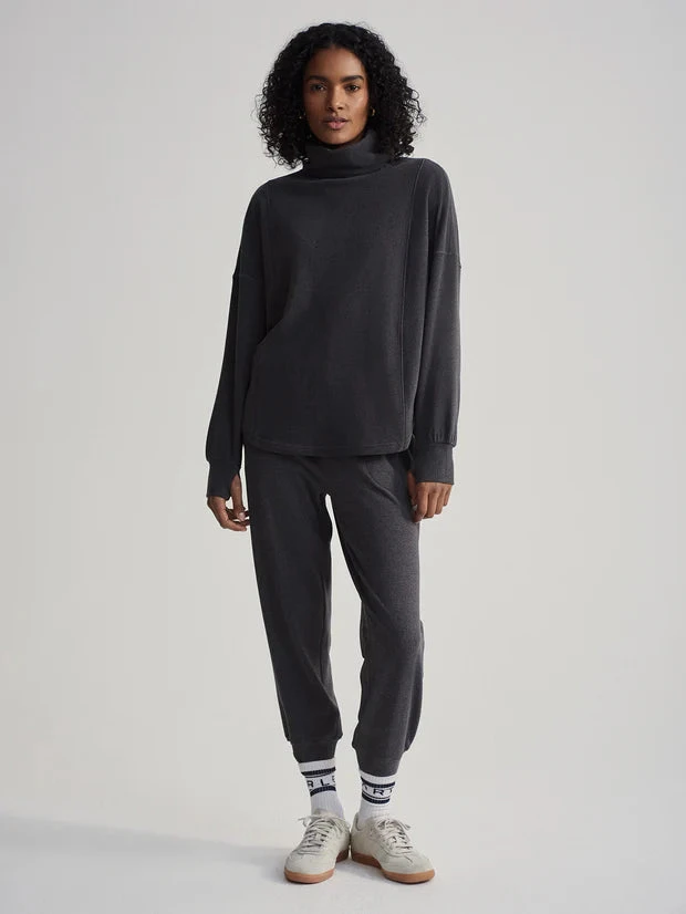 Varley Brushed Slim Cuff Pant - Black Marl 7 Varley Brushed Slim Cuff Pant - Black Marl - Image 5