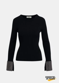 Essentiel Antwerp Gomi Pullover With Rhinestone-Embellished Cuffs - 25 Year Exclusive - Black 13 Essentiel Antwerp Gomi Pullover With Rhinestone-Embellished Cuffs - 25 Year Exclusive - Black -Lulu&M gomi bl30 1 pro
