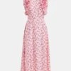 Essentiel Antwerp Hexico Floral Print Silk Midi Dress - Pink/Red/Off White 2 Essentiel Antwerp Hexico Floral Print Silk Midi Dress - Pink/Red/Off White -Lulu&M hexico 10