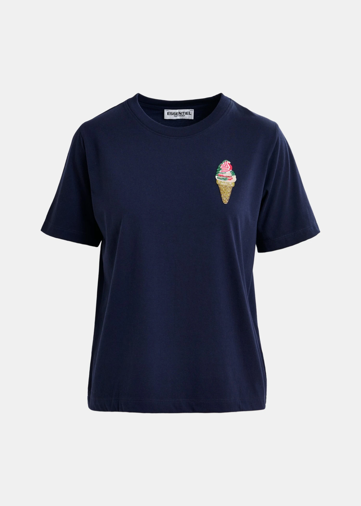 Essentiel Antwerp HiceCream Embroidered T-Shirt - Dark Sapphire 3 Essentiel Antwerp HiceCream Embroidered T-Shirt - Dark Sapphire