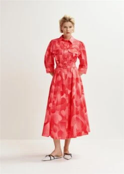 Essentiel Antwerp Hingy Embellished Midi Dress - Red/Coral