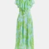 Essentiel Antwerp Honolulu Asymetrical Midi Dress - Lime Green/Blue -Lulu&M honolulu 6