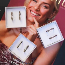 Alternative view of Caroline Svedbom Siri Loop Earrings Gold - Black Diamond