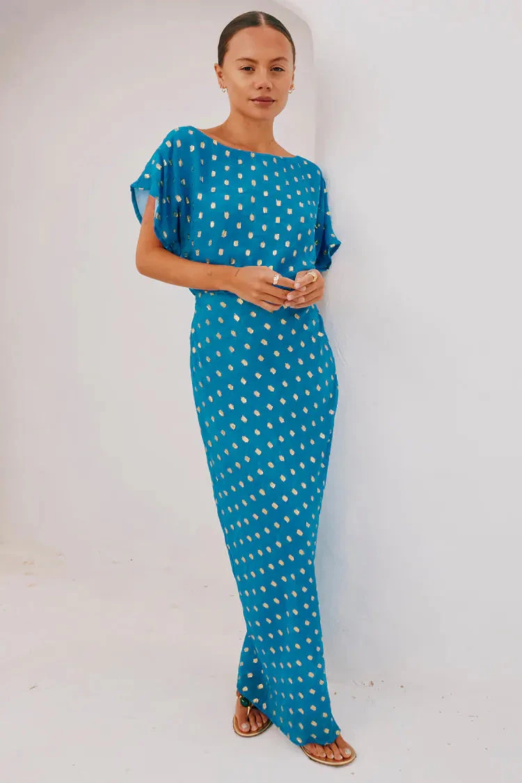 Never Fully Dressed Tilly Dress - Blue Jacquard 6 Never Fully Dressed Tilly Dress - Blue Jacquard - Image 4