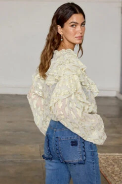 Alternative view of Never Fully Dressed Jacquard Riley Blouse - Cream