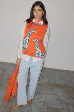 Never Fully Dressed Giraffe Knit Tabard - Orange