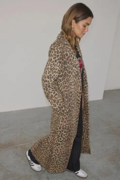 Never Fully Dressed Lucia Denim 55 Coat - Leopard -Lulu&M never fully dressed leopard denim trench 1 jpg