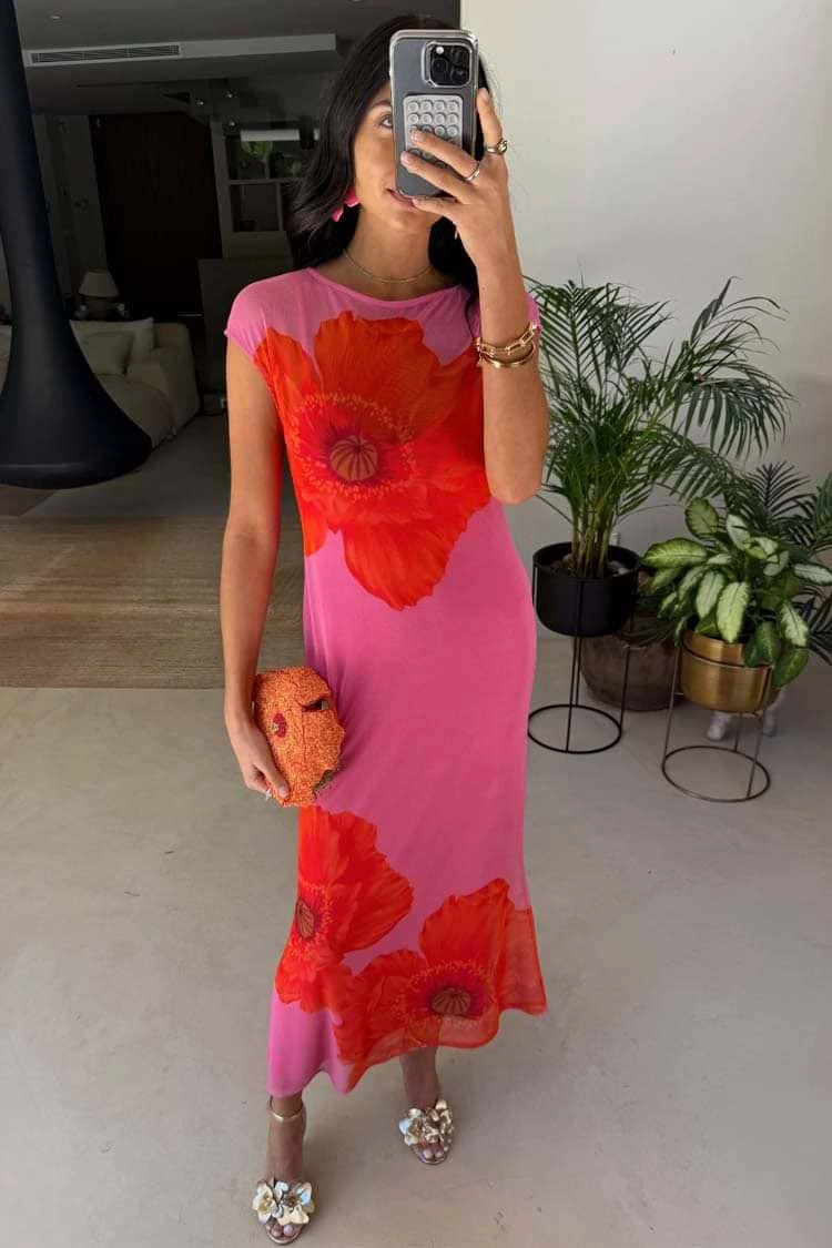 Never Fully Dressed Pink Poppy Sleeveless Mesh Dress - Pink Poppy 3 Never Fully Dressed Pink Poppy Sleeveless Mesh Dress - Pink Poppy