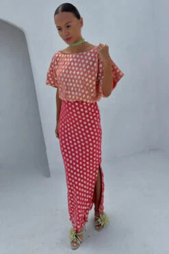 Alternative view of Never Fully Dressed Tilly Dress - Pink/Red Jacquard