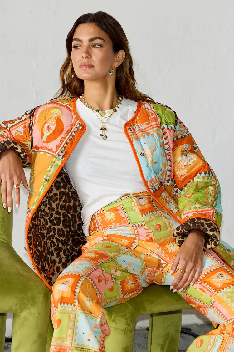 Never Fully Dressed Soller Reversible Quilted Jacket - Leopard/Orange 6 Never Fully Dressed Soller Reversible Quilted Jacket - Leopard/Orange - Image 4