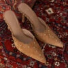 Never Fully Dressed Suede Scallop City Mules - Brown 1 Never Fully Dressed Suede Scallop City Mules - Brown -Lulu&M nfd suede heel 1 jpg