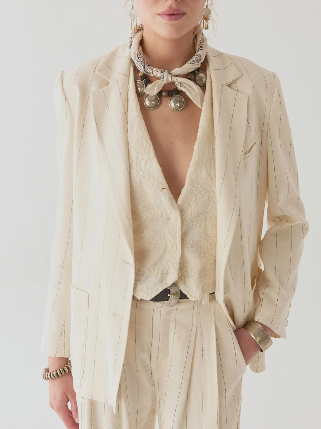 Maison Hotel Paddy Jacket - Ecru Stripes 3 Maison Hotel Paddy Jacket - Ecru Stripes