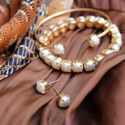 Alternative view of Caroline Svedbom Gia Stud Bracelet - Pearl