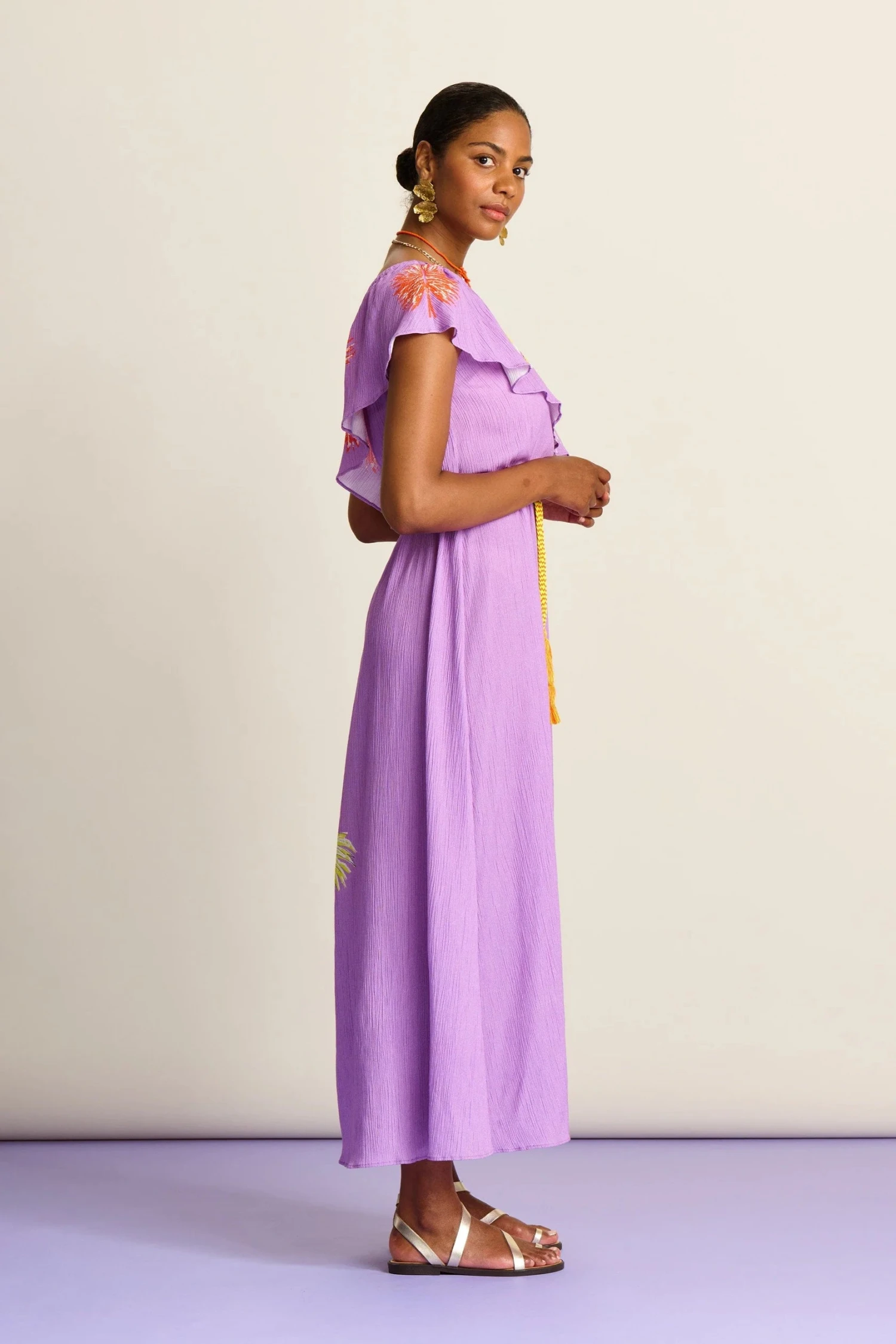 Pom Amsterdam Lilac Flower Dress - Purple 6 Pom Amsterdam Lilac Flower Dress - Purple - Image 4