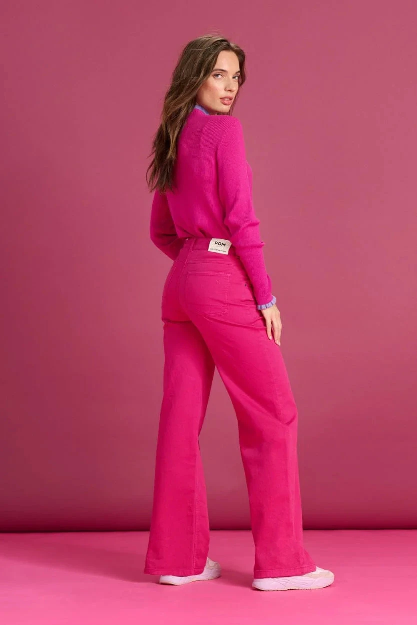 Pom Amsterdam Wide Leg Jeans - Fiery Pink 4 Pom Amsterdam Wide Leg Jeans - Fiery Pink - Image 2