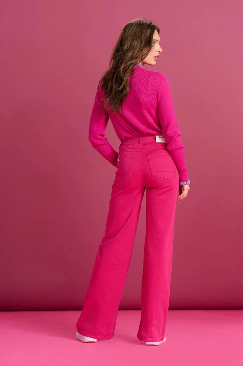 Pom Amsterdam Wide Leg Jeans - Fiery Pink 6 Pom Amsterdam Wide Leg Jeans - Fiery Pink - Image 4
