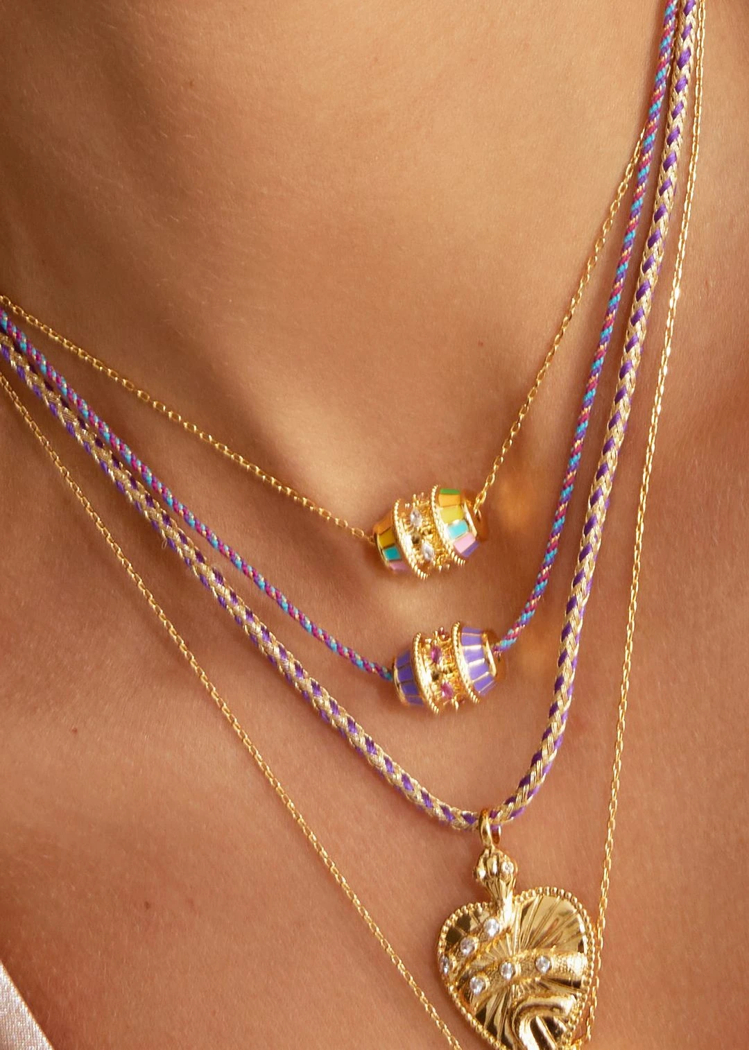 Mya Bay Large Woven Beaded Necklace - Pink / Fuchsia 4 Mya Bay Large Woven Beaded Necklace - Pink / Fuchsia - Image 2