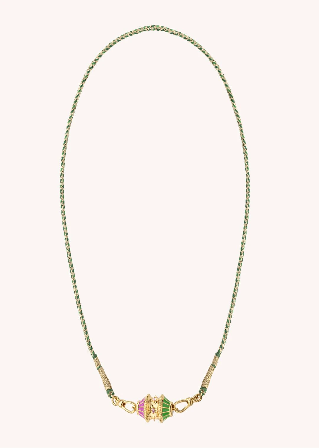 Mya Bay Large Woven Beaded Necklace - Fuchsia / Green 4 Mya Bay Large Woven Beaded Necklace - Fuchsia / Green - Image 2