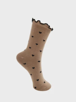 Black Colour Nerissa Sock - Khaki, Brown