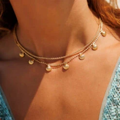 Alternative view of Caroline Svedbom Petite Shell Choker Necklace - Gold