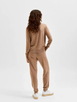 Selected Femme Sandra Knitted Trouser - Camel -Lulu&M sel 16076251 back